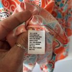 Crown & Ivy  L Orange Blue Floral Top Ruffle Bell Sleeve Scoop Neck Tie Boho Photo 8