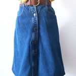 Vintage Halston III Blue Button Front Jean Denim Skirt Size 4 Best for XS or XXS Photo 0