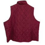 CJ Banks Burgundy Quilted Vest Womens Plus Size 3X Zipper Front Stand Collar NWT Red Photo 1