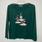 Karen Scott  Dark Green Long Sleeve Holiday Shirt size L Photo 0