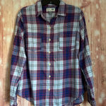 Old Navy  Classic Fit Light Blue Plaid Button Down Shirt Photo 0