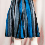 Donna Karan DONNA KAREN DKNY Turquoise Blue Black Gray Striped Silk Pleated Skirt Size 10 Photo 0