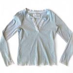 Pilcro Anthropologie Evanna Ribbed Knit Long-Sleeve Pullover Light Blue Photo 2