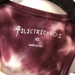 Electric & Rose Sports Bra Crop Top Racerback Burgundy White Tie Dye XS Red Photo 2