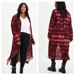 Torrid  GAUZE KIMONO Wine Red Tie dye duster boho retro size 2 Photo 1