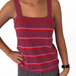 Loft The Outlet Small Ribbed Knit Tank Top Purple Pink Red Coral Striped Chevron Photo 0