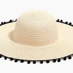 J.Crew Straw Beach Sun Hat Wide Brim Floppy with Pom-Pom Trim One Size Photo 0