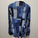 Ny&co blue mesh vneck babydoll blouse size medium Photo 4