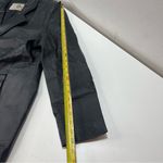Vtg XL Black Gino Leather Coat Jacket Button Down Whimsigoth Moto Midi Length Photo 4