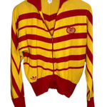 Adidas Carlo Gruber Womens Red Yellow Striped Full-Zip Knit Sweater Large Photo 0