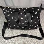 Alice + Olivia  Daisy Print Black Canvas Duffel Bag Unisex Travel​ Photo 0