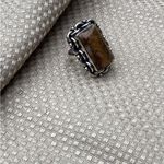 LG TIGERS EYE GEMSTONE RING STERLING SILVER OVERLAY 925 Size 8 Photo 4