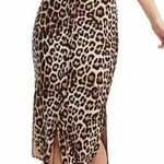 Good American  Button Front Leopard Midi Stretch Knit Dress Size XS Photo 0