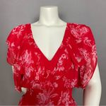 Gilner Farrar Dress Finley Flower Print Red Mini Ruffles Crinkly Fabric Medium Photo 6