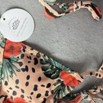 Boutique Leopard and Hibiscus Flower Print String Bikini Size M Tan Size M Photo 1