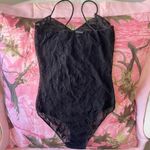 H&M black fitted v neck lace cami bodysuit Photo 3