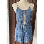 Free People (intimately) Liaisons Tie-Front Blue Romper Photo 3
