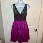 Aidan by Aidan Mattox Sleeveless Fit Flare Black Lace Mini Dress Fuschia Pink 4 Pink Photo 6