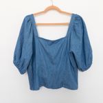 Old Navy  Womens Top Size XL Blue Denim Puff Sleeve Prairie Boho Cottage Milkmaid Photo 6
