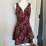 Francesca's Maroon Red Floral Embroidered Sleeveless A Photo 5