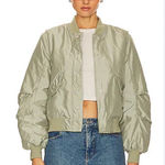 BLANK NYC Quilted Bomber Jacket Women’s M Green Snap Front Puffer Photo 0