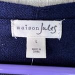 Maison Jules  Large Long Sleeve Open Front Navy Blue Lightweight Sweater Pockets Photo 8