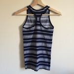 Athleta Navy Blue White Stripe Renew Stretch Racerback Athletic Workout Tank Top Photo 3