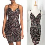 Dress the Population Viviane Rainbow Sequin Ruched Mini Dress Sz S NWT Photo 1