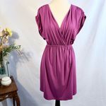 Lilla P Draped Surplice Elastic Waist Dress Berry Magenta – Size Large💛 Purple Photo 8