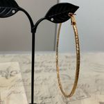 Goldtone Shimmer Hoop Earrings Gold Photo 4
