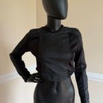 Faux Leather Pu Leather Mock Neck Crop Top Tee T Photo 3