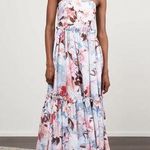 Cara Cara Japanese Blue Torres Floral Cotton Linen Strapless Midi Dress 10 NEW Photo 0