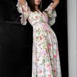 Mac Duggal  Dress 9079 Floral Print Faux Wrap Flutter Sleeve A-Line Gown Size 4 Photo 0