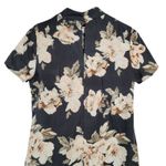 Pink Sophie Women's Small Floral Print Short Sleeve Mock Neck Sheath Dress Black Photo 3