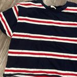 Brandy Melville Blue Red White striped cropped tee shirt Photo 2