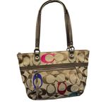 Coach Y2K  21188 Signature C Poppy Khaki Multicolor Logo Canvas Leather Trim Bag Photo 0