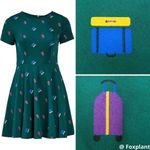 Unique Vintage Gwynnie Bee Luggage Print Emerald Dress, 0X Photo 1