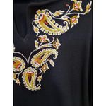 Bob Mackie  Black with Yellow Paisley Long Sleeve Lightweight Sweater‎ Photo 2