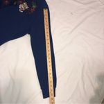 Granny Sweatshirt Size M Cat Embroidered Blue Floral Sparkle Long Sleeve Cottage Size M Photo 9