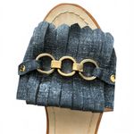 Kate Spade blue fringe Denim leather sandals with gold hardware Size 7.5M Photo 3