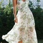 ✨HP✨Green Floral Print Classy Tied MidiCami Dress✨ White Size L Photo 2