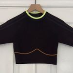 Ivy Park x Adidas netted Jersey crop top Short sleeve crew neck black orange L Photo 0