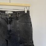 ZARA black jeans cargo pants denim many pockets women's size 6 casual boho Photo 1