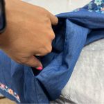 Savanna Jane Floral Embroidered chambray Dress Size medium NWT Blue w/pockets Photo 7