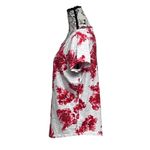 Lands' End Lands’ End Red Floral Slub Knit Tee M | Lightweight Peony Print Shirt Women’s Photo 3