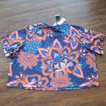 Farm Rio NWT  X Adidas Navy Blue Tropical Edgy Oversized Short Sleeve Top Size 4X Photo 3