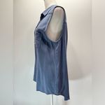 Rock & Republic Slate Blue Sleeveless Western Shirt with Rivets Medium Photo 9