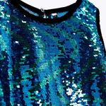 ZARA New  9341/103 Top Sequined Shirt Blue Green Abstract Swirl Sequins NWT Photo 5
