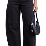 GREAIDEA Mid Rise Barrel Jeans for Women Wide Leg Mid Waist Black Photo 0