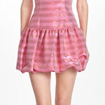 Pink Bubble Dress Trendy Pink Striped Mini Short Size L Photo 0